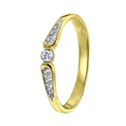 14 Karaat geelgouden ring met 7 diamanten 0,15ct (1043117)