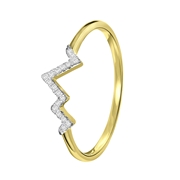14 karaat geelgouden ring hartslag 18 diamanten 0,04ct (1043143)