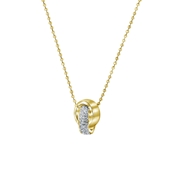 Halskette aus Edelstahl goldbeschichtet mit weißem Kristall (1043910)