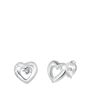 Zilveren kinderoorbellen open hart met zirkonia (1044215)