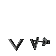 Zilveren oorbellen blackplated V (1044423)