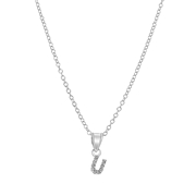 Kinder-Halskette, 925 Silber, Initialen mit weißem Kristall (1044522)