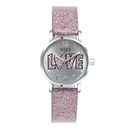 Regal glitter horloge met een roze band (1044540)