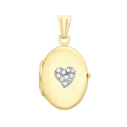 Medaillon, 375 Gold, oval, mit Herz, mit Zirkonia (1045324)
