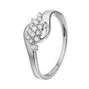14 Karaat witgouden ring met 15 diamanten 0.25ct (1047331)