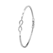 Versilbertes Armband mit weißen Kristallen „Infinity“ (1048437)