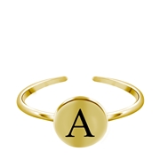 Zilveren ring alfabet verstelbaar goldplated (1048845)