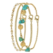 Byoux goudkleurige enkelband turquoise (1048896)