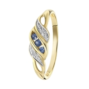 14K geelgouden ring met saffier en diamant 0,11ct (1049353)