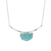 Gerecycled stalen ketting half rond turquoise kristal (1049404)