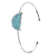 Gerecycled stalen armband half rond turquoise kristal (1049405)