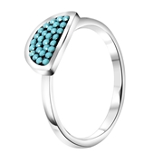 Stalen ring half rond turquoise kristal (1049406)