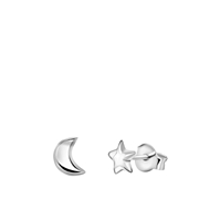 Kinderohrringe, 925 Silber, Stern der Galaxis/Halbmond (1049984)