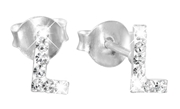 Zilveren kinderoorbellen initialen kristal (1050285)