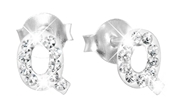 Zilveren kinderoorbellen initialen kristal (1050285)