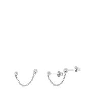 Zilveren oorbellen bol met ketting (1050401)