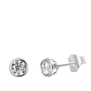 Runde Ohrringe aus 925 Silber mit Zirkonia, 6 mm (1051925)