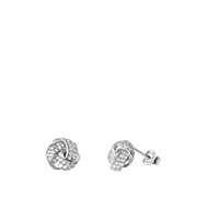 Zilveren oorbellen knoop zirkonia (1051930)