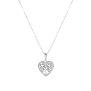 Zilveren ketting met hanger hart levensboom (1052043)