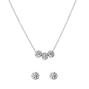 Zilveren set ketting&oorbellen kristal (1052394)