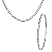 Set mit Halskette und Armband mit Gourmetgliedern aus 925 Silber (1052411)