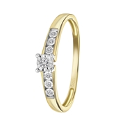 14 Karaat geelgouden ring met 7 diamanten 0,05ct (1052416)