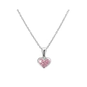 Zilveren ketting hart licht roze kristal (1052958)