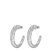 Zilverkleurige byoux oorbellen met bewerkte buis (1054484)