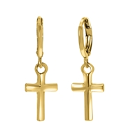 Goudkleurige bijoux oorbellen kruisje (1054518)