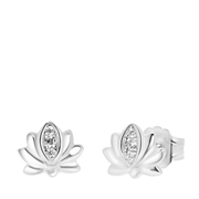 Zilveren oorbellen lotus met zirkonia (1054523)