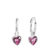 Zilveren kinderoorbellen hart met roze zirkonia (1055003)