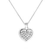 Zilveren ketting&hanger hart met kristal (1055022)