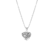 Zilverkleurige byoux ketting met hart medaillon (1055921)
