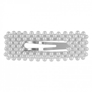 Silberfarbenen Haarspange mit Perlen, eckig (1055953)