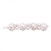 Silberfarbene Haarspange mit Perlen, länglich (1055955)