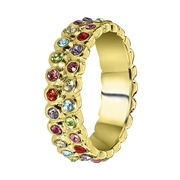 Goldfarbener Byoux Ring mit bunten Steinchen (1055977)