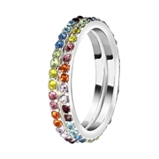 Zilverkleurige byoux ringen gekleurde steentjes (1055982)