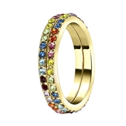 Goudkleurige byoux ringen gekleurde steentjes (1055983)