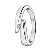 Zilveren ring mat/glans met zirkonia (1056040)