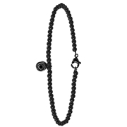 Armband aus Edelstahl, schwarz, Kugelkette /rund, Gagat (1056320)