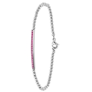 Gerecycled stalen armband bol/bar roze kristal (1056341)
