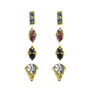 Zilverkleurig bijoux oorbellen met kleur steentjes (1056369)