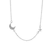 Zilverkleurige byoux ketting met maan en ster (1056390)