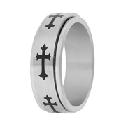 Anti-Stress-Ring aus Edelstahl mit schwarzem Kreuz (1067565)