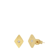 Stalen goldplated oorbellen ruit met zirkonia (1067619)
