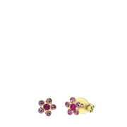 Tiny Tips, vergoldete Edelstahlohrringe, Blume, Kristall in Rosa (1067327)