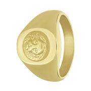 Gerecycleerd stalen goldplated ring met leeuw (1067704)