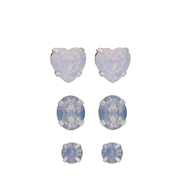 Zilverkleurige bijoux set 3 oorknoppen met steen (1067836)