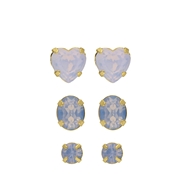 Goldfarbenes Bijoux-Set aus 3 Ohrsteckern mit Stein (1067837)