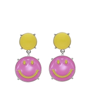 Silbernfarbene Bijoux Ohrringe mit rosa Smiley (1067848)